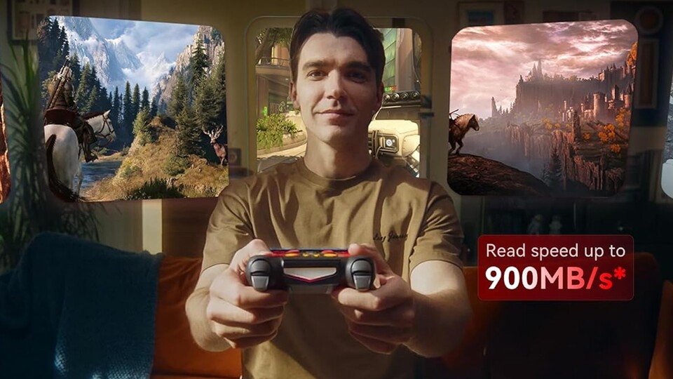 Mit 900 MBs Lesegeschwindigkeit ist die Karte fast so schnell wie eine SSD – ideal für Next-Gen-Gaming unterwegs.