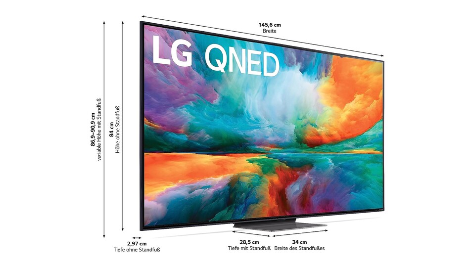 Der LG QNED-TV ist mit verstellbaren Ständern ausgestattet, mit denen ihr die Höhe in zwei Stufen anpassen könnt.