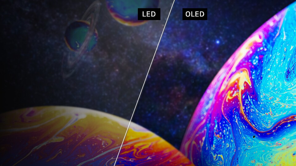 Der Unterschied zwischen einfachen LEDs und OLED ist markant: Die Kontraste und Farben sind bei letzterem einfach besser.