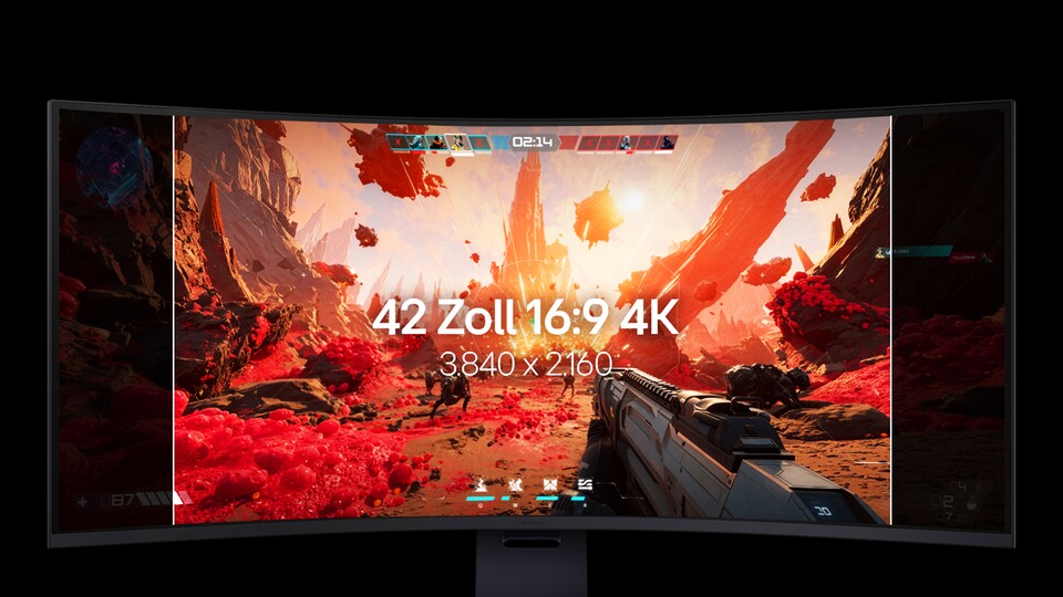 Das hell erleuchtete Rechteck zeigt, wo eine 4K-Auflösung aufhören würde, ohne gestreckt zu werden.