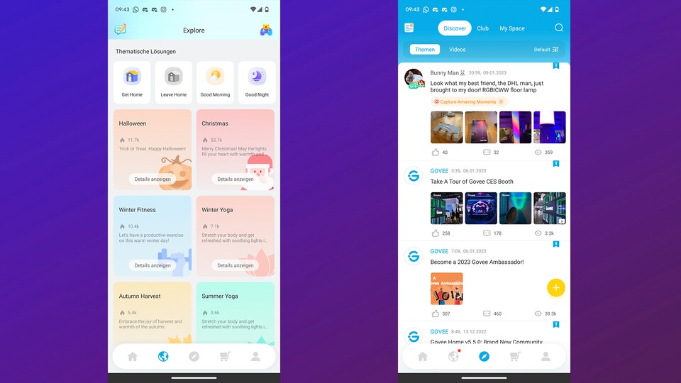 Die Govee-App ist die einzige Smart-Light-App mit integriertem Social Media-Netzwerk.
