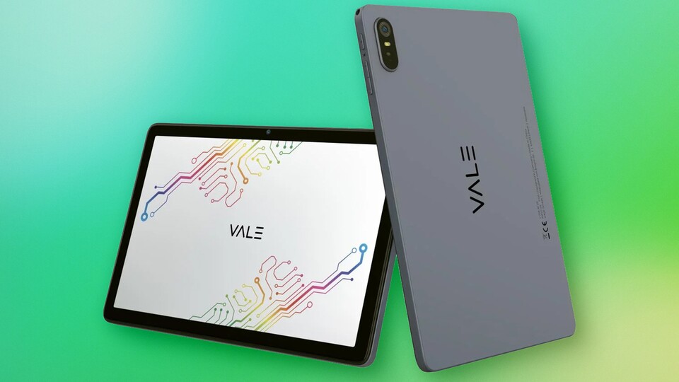 Das Vale-Tablet ist ausschließlich in Grau erhältlich, das Gehäuse besteht aus ABS-Kunststoff. (Bildquelle: Vale)
