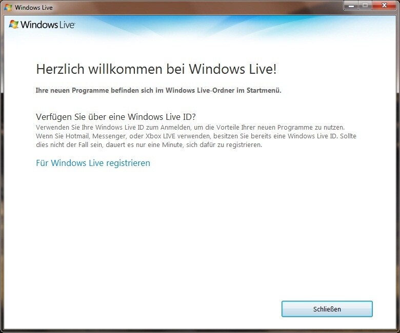 Beim ersten Start von Windows Live werden Sie nun aufgefordert, sich für Windows Live zu registrieren. Wir legen für diese Schritt-für-Schritt-Anleitung eine neue ID an.