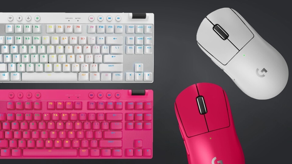 Das Set aus Maus und Tastatur gibt es auch in edlem Weiß und flottem Pink.