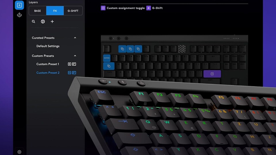 Per Logitech G HUB-Software könnt ihr Tastenzuweisungen, Makros und die Beleuchtung eurer Tastatur im Handumdrehen anpassen.