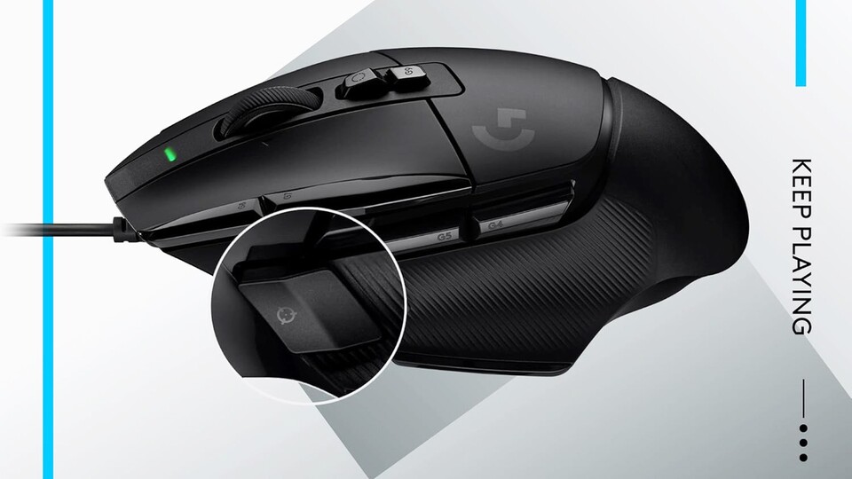 Die Daumentaste ist eines der Markenzeichen der G502 und gehört fest zum altbewährten Design dazu.