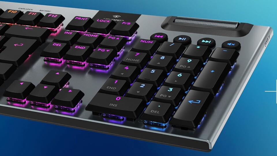 Flach, schnell und hochwertig verarbeitet: Die Logitech G915 X überzeugt durch gebürstetes Aluminium, mechanische GL-Schalter und modernste LIGHTSPEED-Verbindung.