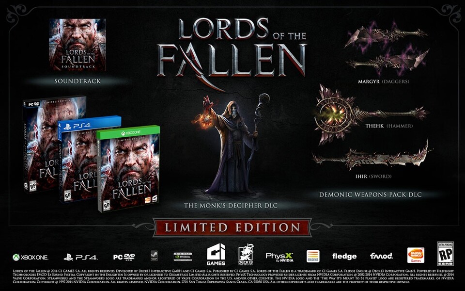 Die Inhalte der »Limited Edtion« von Lords of the Fallen.