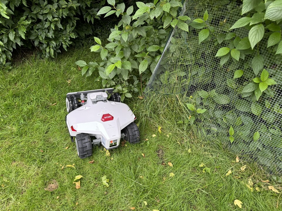 Gerade bei kniffligen Gärten ist es ratsam, die Außenkonturen manuell mit den Joysticks in der App abzufahren.