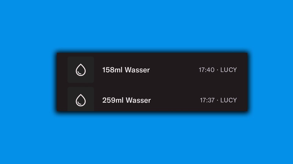 Alle Werte werden im Milliliter angegeben. Die App gibt sogar die Uhrzeit mit an.