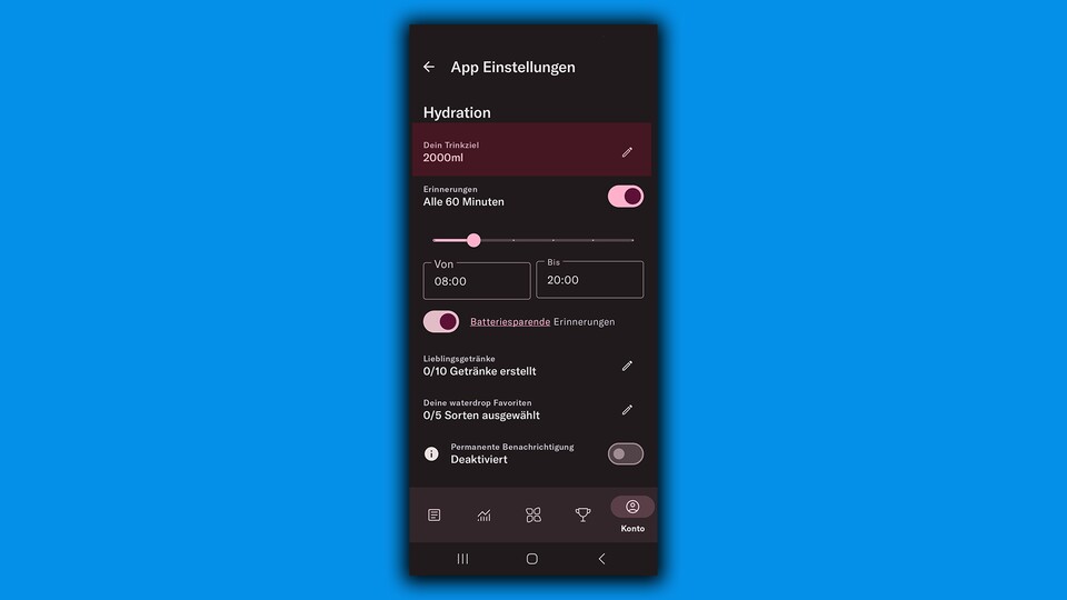 Die App ist an alle Trinkbedürfnisse anpassbar.