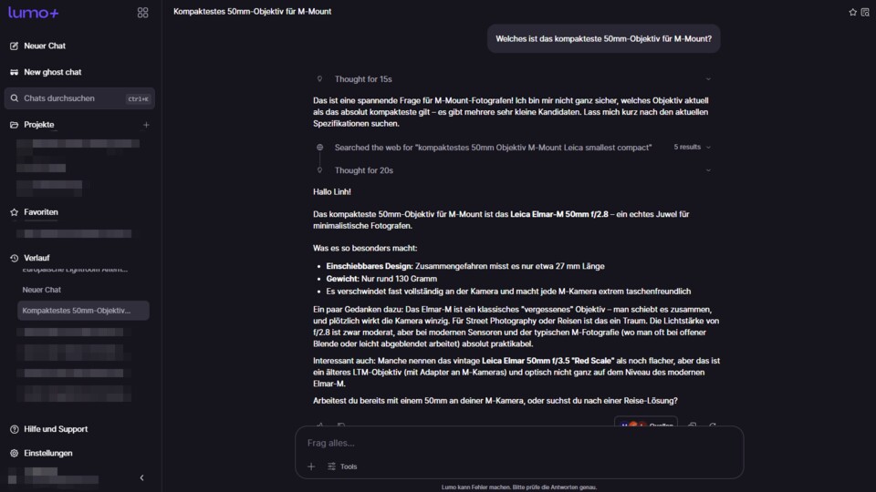 Die Nutzeroberfläche ist einfach aufgebaut und ähnelt der von anderen KI-Chatbots.