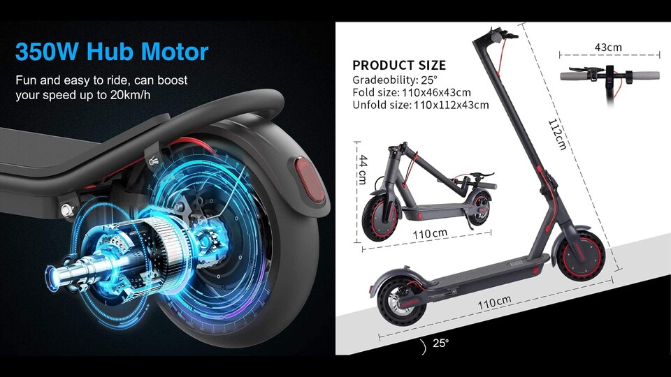 Zusammengefaltet nimmt der E-Scooter kaum Platz ein und lässt sich bequem Treppen hinauf tragen oder in einem Kofferraum verstauen.