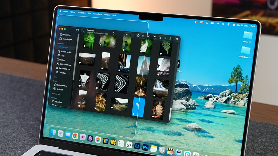 Mit dieser Funktion lassen sich zwei Fenster schnell und einfach nebeneinander platzieren. Alternativ könnt ihr auch vier verschiedene App-Fenster auf dem Desktop in die jeweiligen Ecken legen.