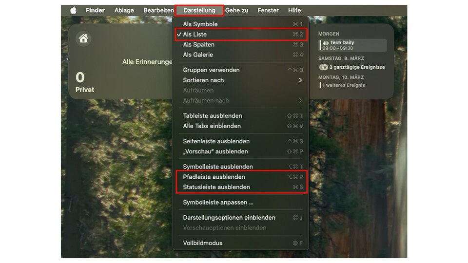 Experimentiert mit den verschiedenen Einstellungen. Apple gibt euch einige Möglichkeiten für den Finder an die Hand.