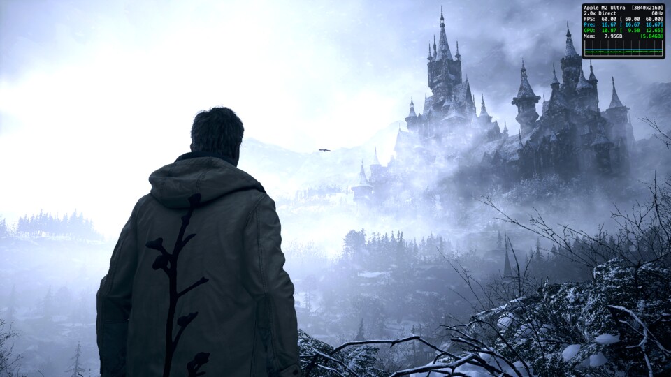Resident Evil Village läuft auf höchsten Einstellungen in 4K flüssig mit nahezu stabilen 60 Bildern pro Sekunde