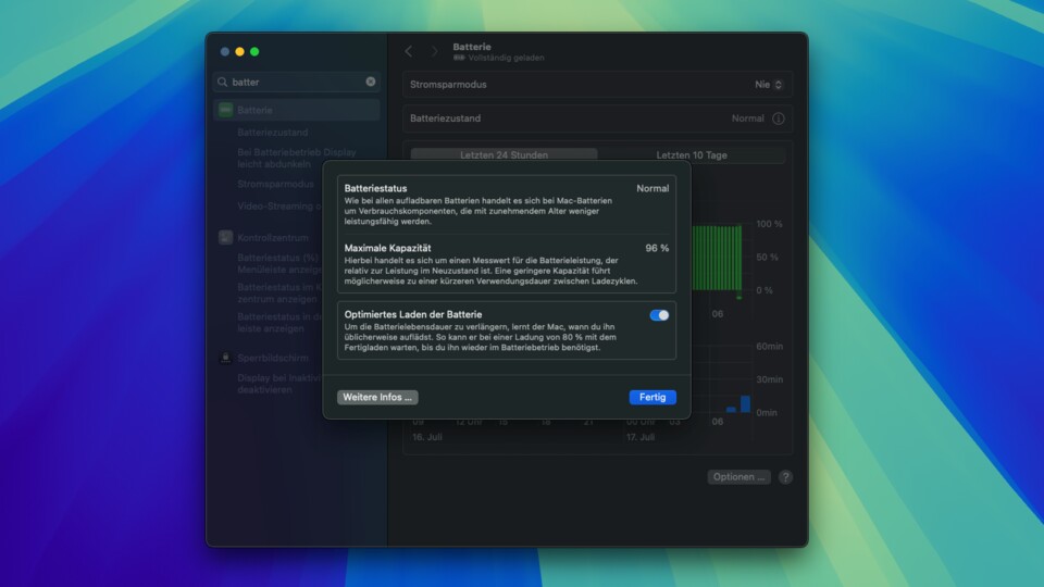 Bei vielen Laptops ist eine Batterieschutz-Funktion automatisch aktiviert.