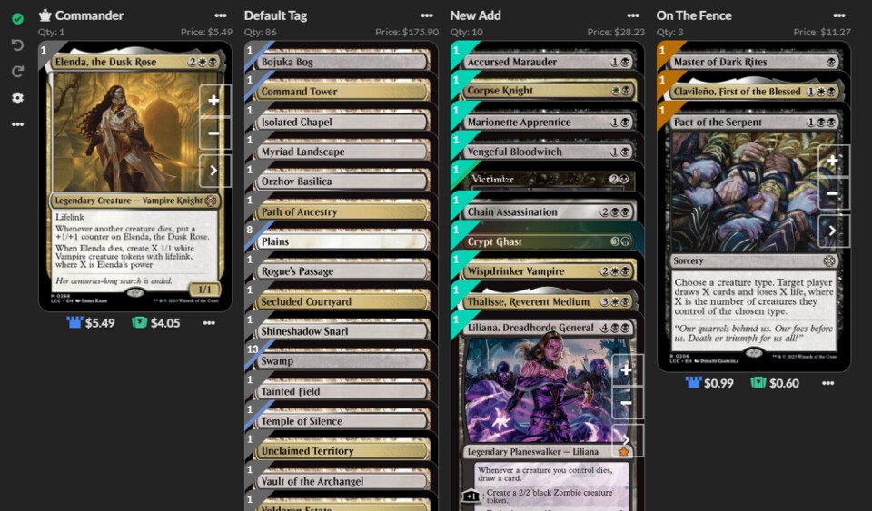 Farblich markiert und sortiert: Welche Karten ich als Nächstes aus dem Deck nehme und welche neuen Karten im Deck noch ausgetestet werden müssen, zeigen mir meine Farb-Tags,