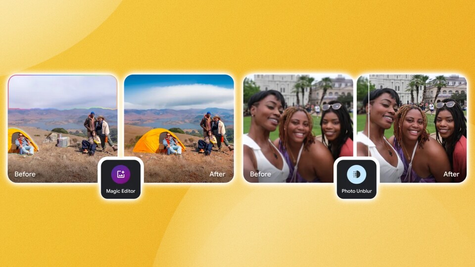 Der Magic Editor und Photo Unblur sollen eure Schnappschüsse verschönern. (Quelle: Google)