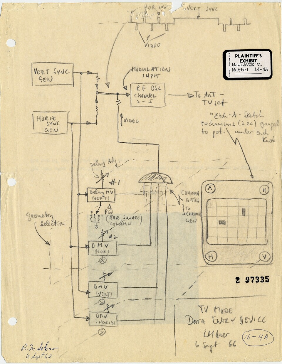 Baers erste Skizze für den Prototypen, entstanden vor 50 Jahren im August 1966.