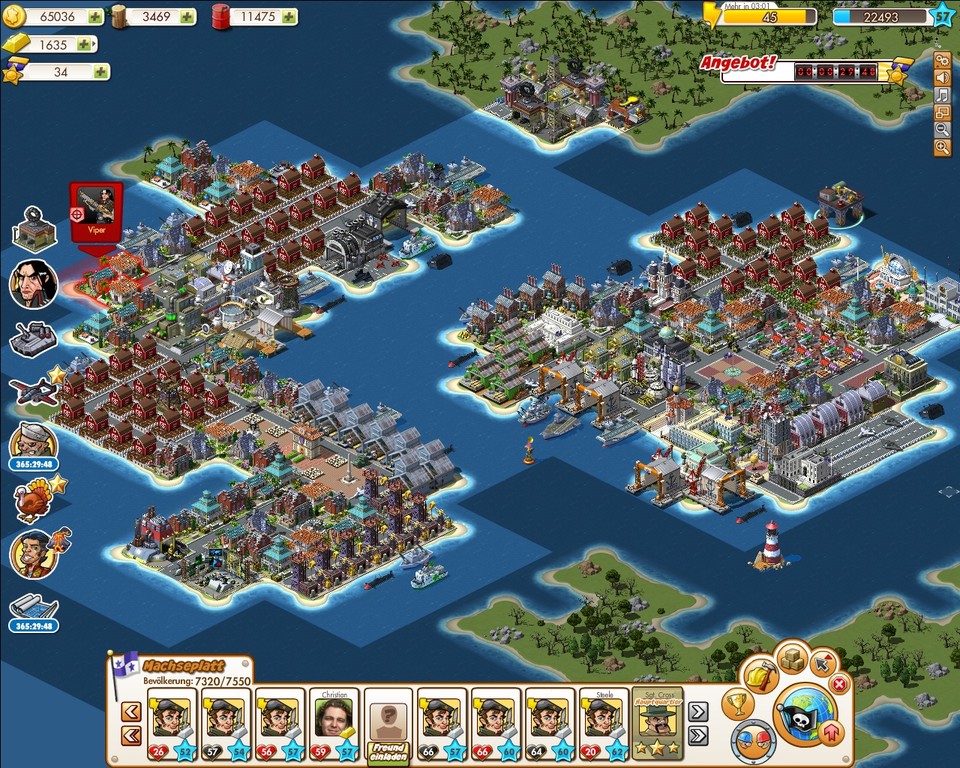 Social Games wie Empires & Allies bedienen den Abschlussdrang der Spieler durch Mini-Quests (Spalte am linken Bildschirmrand).