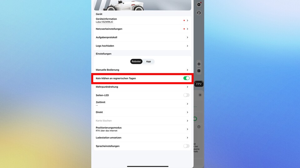 Erspart euch zusätzliche Arbeit und legt fest, dass bei Regen nicht gemäht wird. (Bild: GameStar Tech)