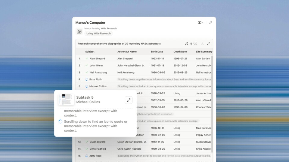 Das Bild zeigt die verschiedenen Aufgaben der KIs. (Bildquelle: Manus)
