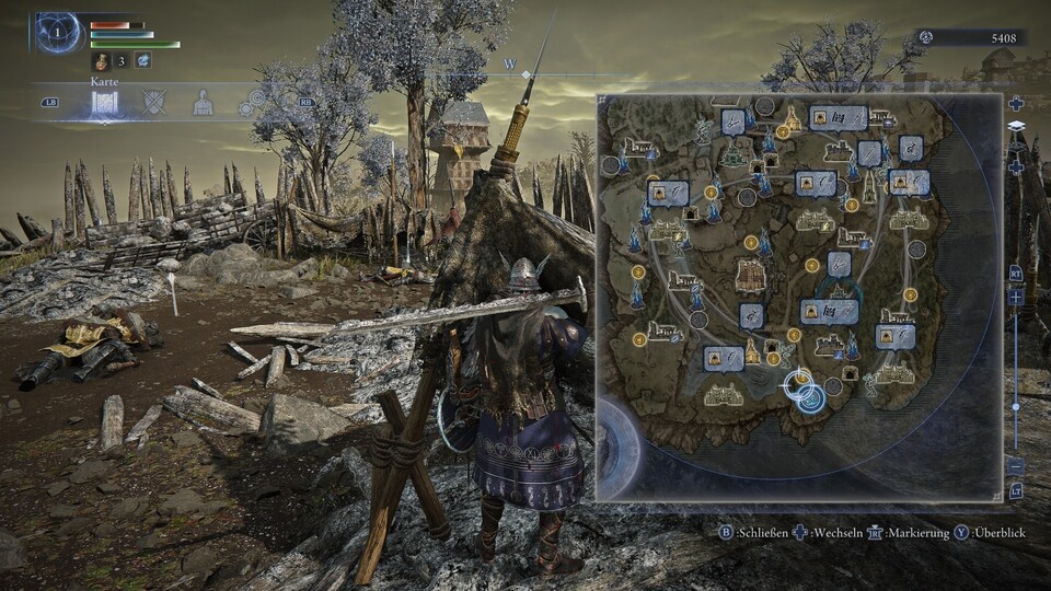 Die detaillierte Map-Ansicht zeigt euch, wie ihr eure Route am besten planen solltet, um beispielsweise Affinitäten abzugreifen.