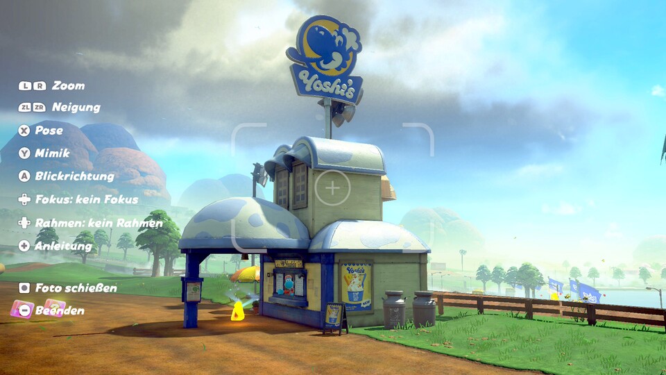 Yoshis Restaurants verraten auf dem Werbeschild, welches Essen es hier gibt. In diesem Fall handelt es sich um Eiscreme.