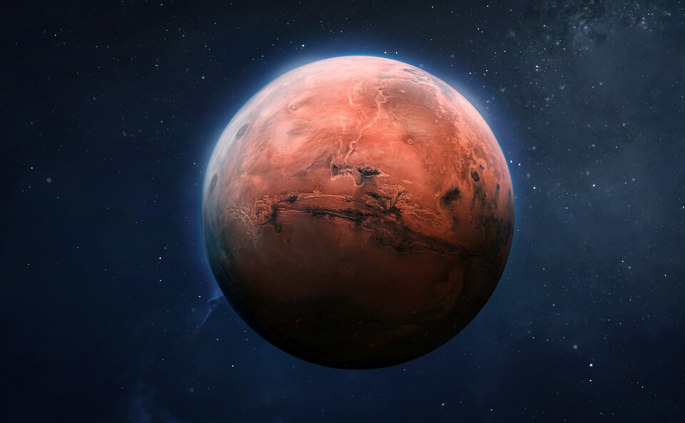 So könnt ihr euch unseren roten Nachbarn vorstellen. Seit Jahren tüfteln Wissenschaftler fieberhaft an immer neuen Ideen, wie wir den Mars eines Tages besiedeln können. (Quelle: Adobe Stock)
