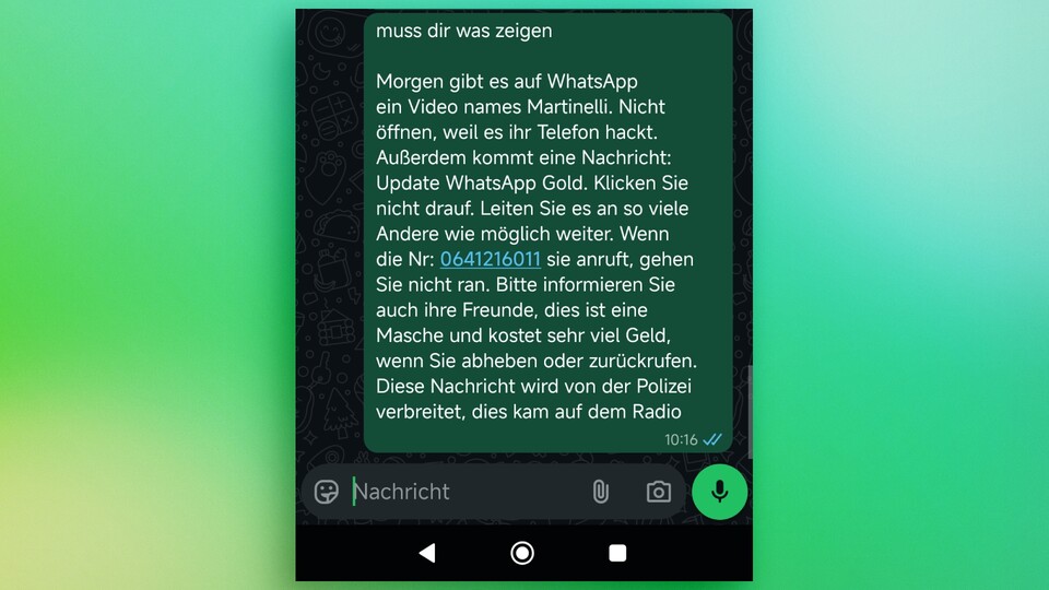 The warnings about WhatsApp Gold and the Martinelli video look something like this. (Image source: Duy Linh DinhGameStar Tech)