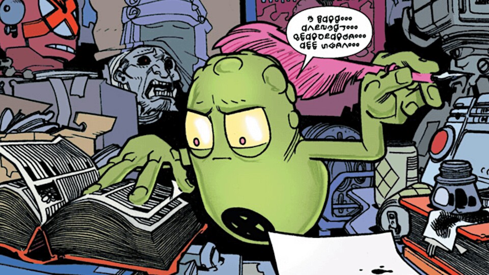 Das ist der kleine Kerl mit dem endlosen Lagerraum im Bauch. Oben in der Sprechblase seht ihr auch seine eigene Sprache. Bildquelle: Marvel Comics