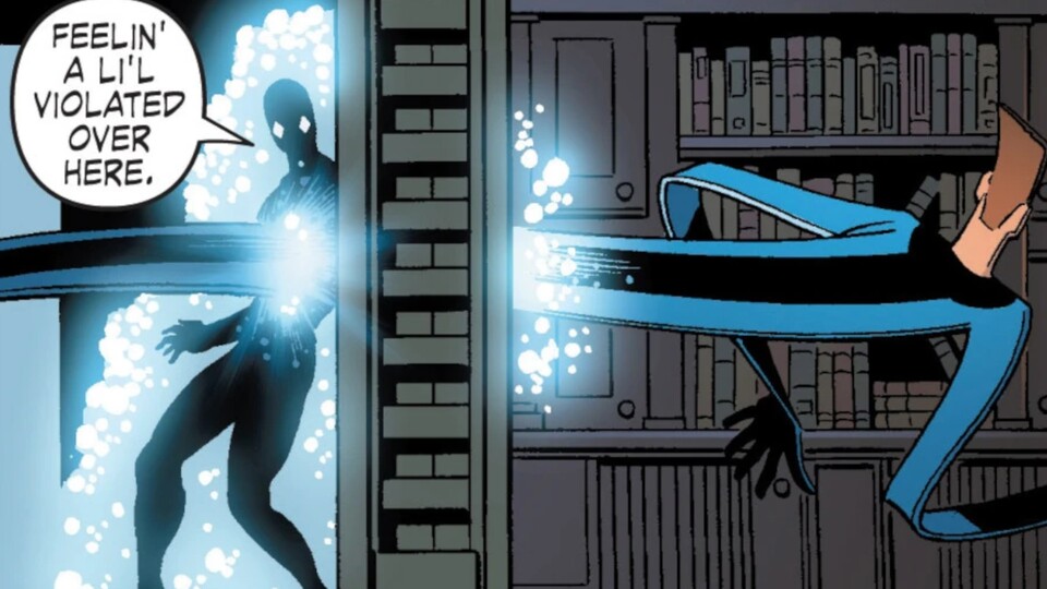 Hier eine Demonstration von Doormans Fähigkeiten. Sein Team-Kollege Flatman gleitet elegant durch ihn durch. Bildquelle: Marvel Comics