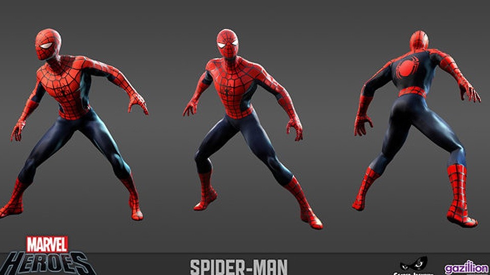 In diesem Artwork wird Spiderman von allen Seiten beleuchtet.