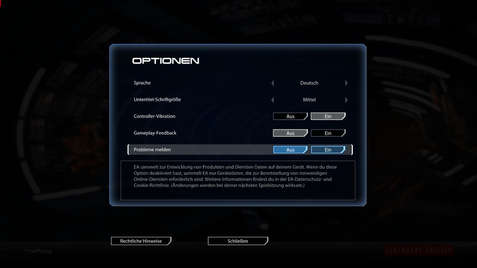 In dem Optionsmenü der Mass Effect Legendary Edition müsst ihr die Sprache umstellen nachdem ihr den Workaround genutzt habt.