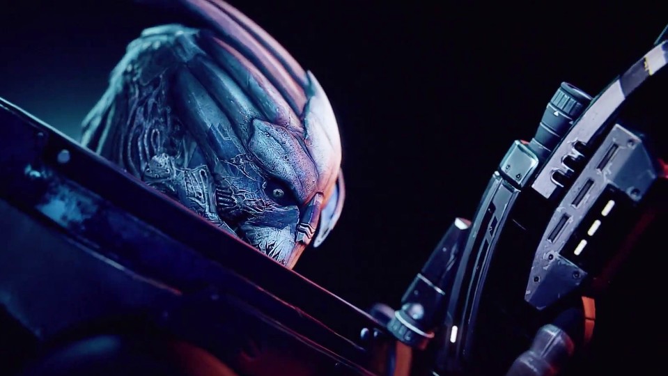 Der aufgehübschte Fan-Liebling Garrus aus dem Teaser-Trailer zur Mass Effect: Legendary Edition.