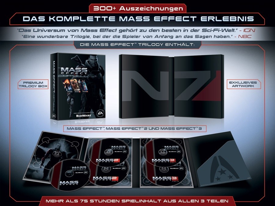 5 Spiele-Disks in einem schicken Digi-Pack. Wesentlich mehr hat die Mass Effect Trilogy-Box nicht zu bieten.