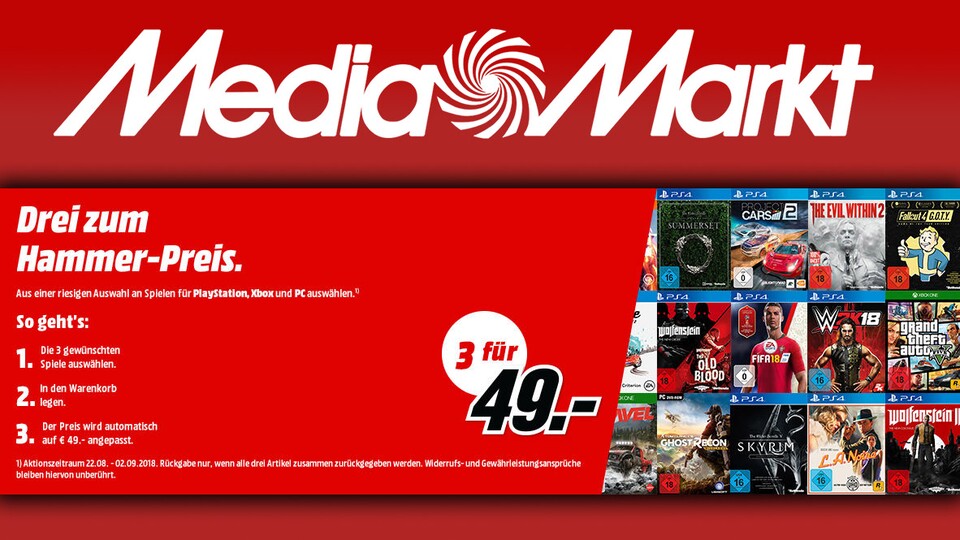 3 Spiele für 49€ oder 3 Spiele für 79€ auf MediaMarkt.de kaufen