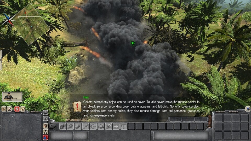 Knallige Explosionen bieten eine schöne Abwechslung vom grünen Dschungel-Einerlei.