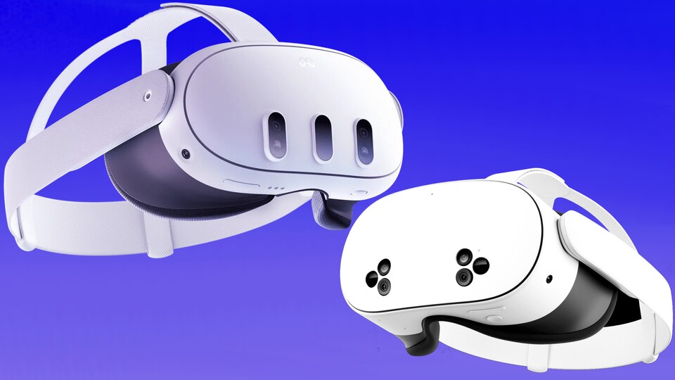 Comparado com o Meta Quest 3S (à direita na imagem), o Quest 3 oferece uma imagem significativamente mais nítida graças às lentes panqueca. O Quest 3S está mais no mesmo nível de seu antecessor, o Quest 2.