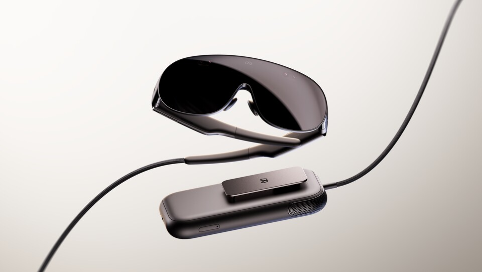 Die neue Meta VR Glasses ist eine besonders schlanke Mixed-Reality-Brille mit einem externen Puck, in dem der Großteil der Hardware steckt. (Bildquelle: Meta)