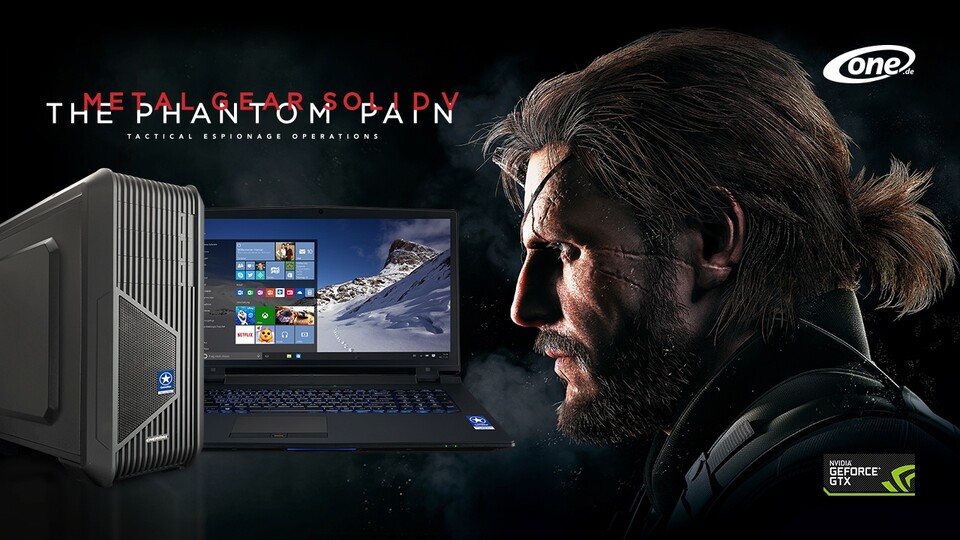 Spiele wie ein Boss mit Metal Gear Solid 5: The Phantom Pain als neue Vollversion bei allen GameStar-PCs mit Geforce-Grafikkarte und allen GameStar-Notebooks ab Geforce GTX 970M.