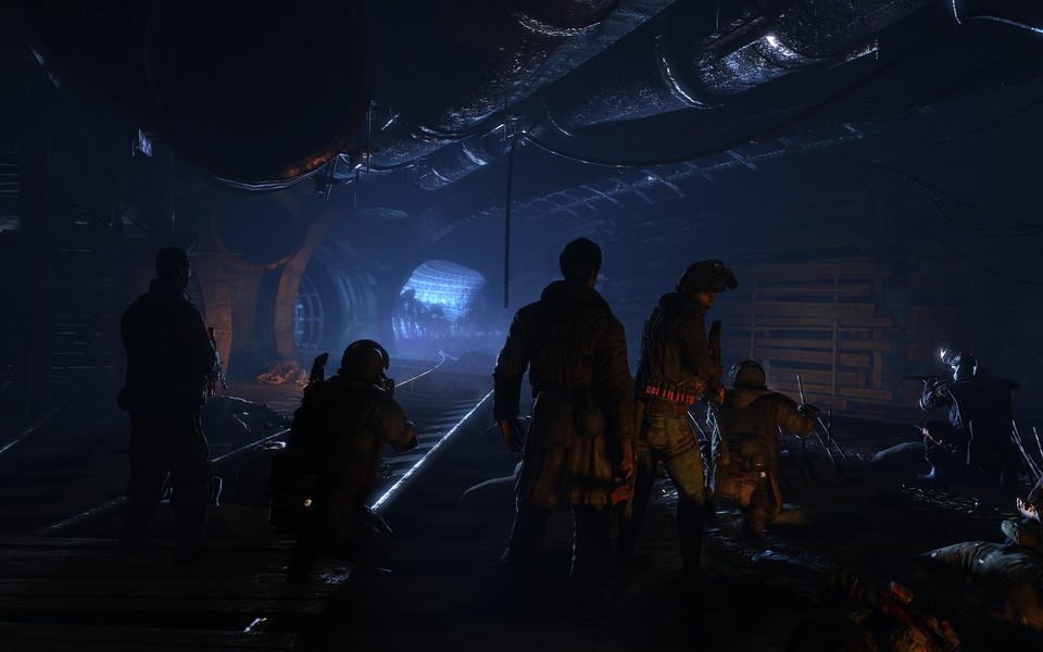Die Männer warten auf einen Mutantenangriff. Dank des erstklassigen Beleuchtungsmodells wirkt diese Szene besonders eindringlich. 