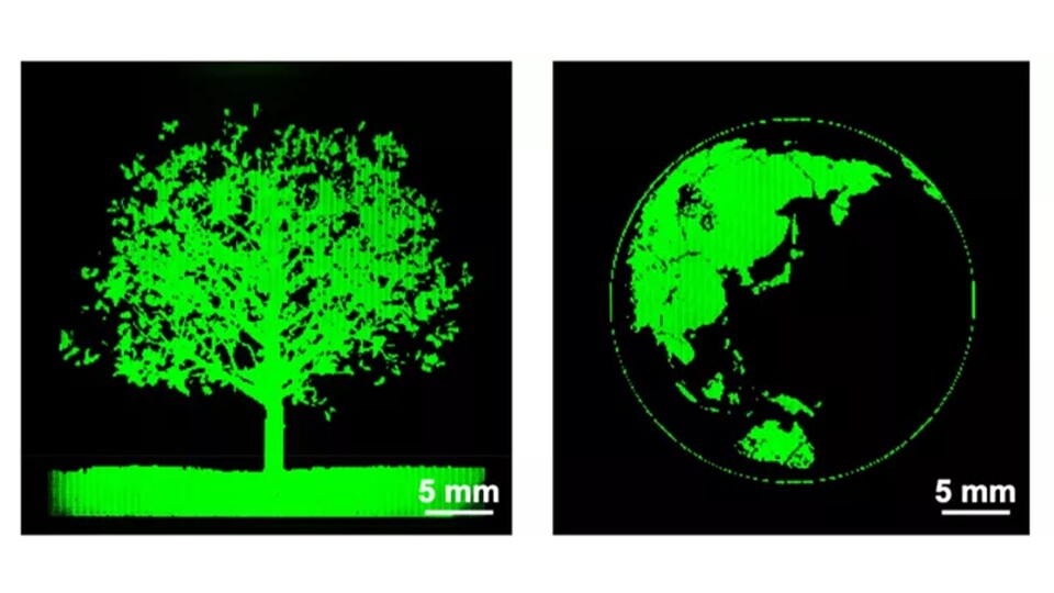 Bilder einer Aktiv-Matrix eines monochromen micro-PeLED-Displays, dem Vorgänger der nano-PeLEDs. (Bild: Zhejiang-Universität)