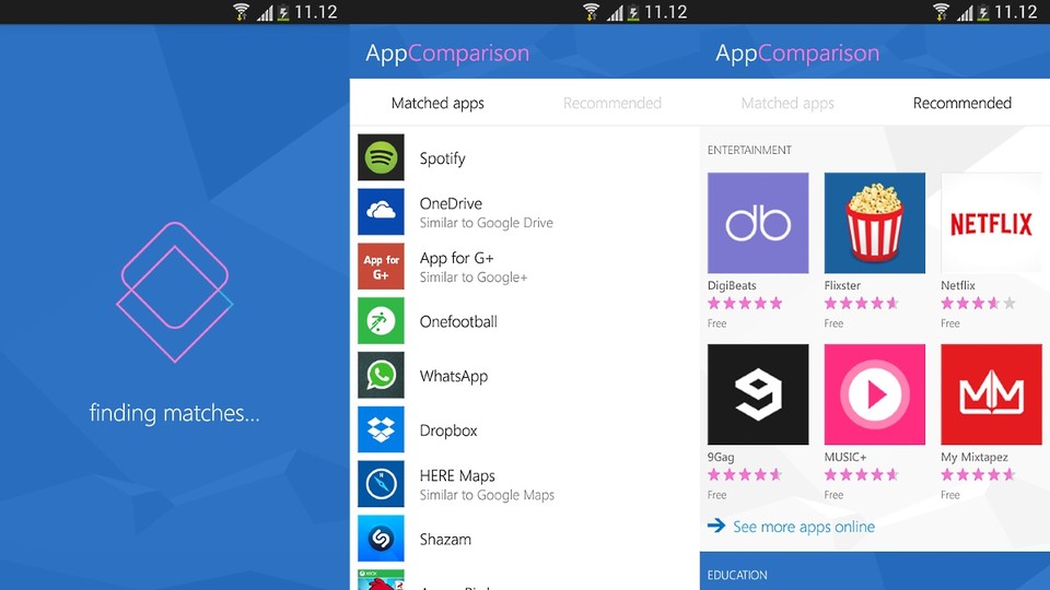 Microsoft AppComparison liefert Informationen für einen Umstieg auf Windows Phone.