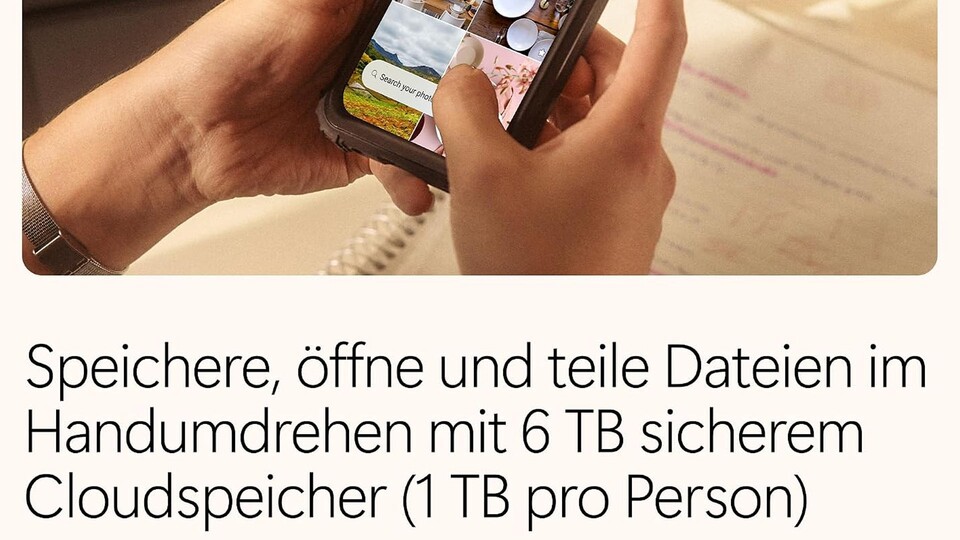 Jeder User bekommt sein eigenes Konto mit 1 TB Online-Speicher.