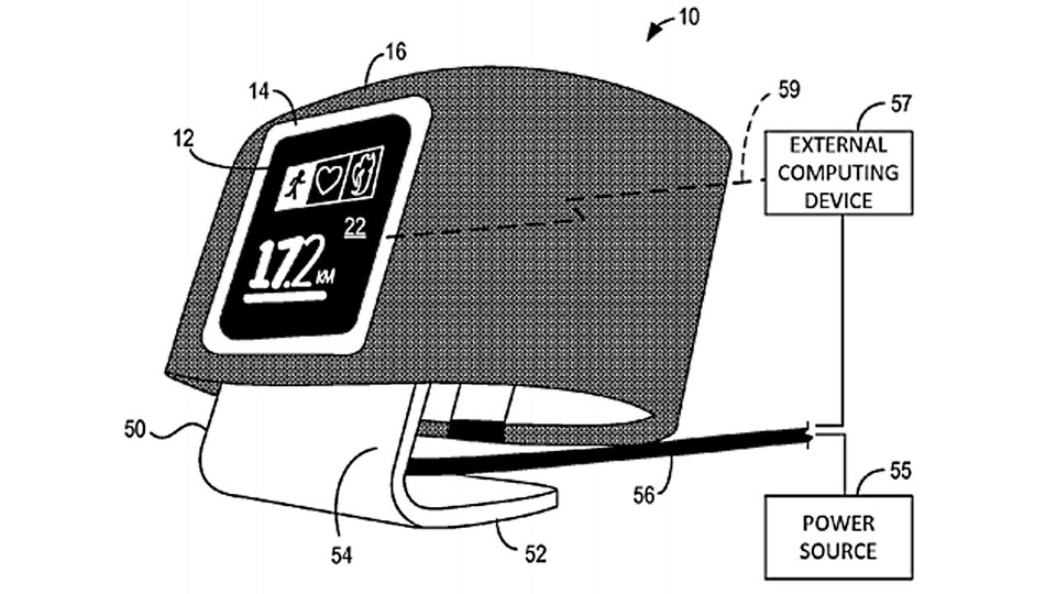 Dieses Bild stammt aus einem Microsoft-Patentantrag und zeigt wohl eine Smartwatch oder ein Smartband (Bildquelle: USPTO)