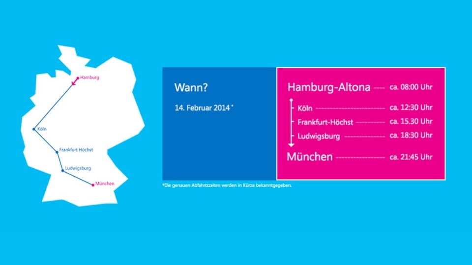 Der Microsoft Surface Love Train startet am 14. Februar in Hamburg-Altona.