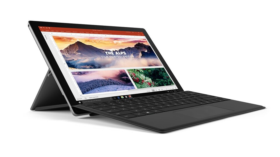 DAs Microsoft Surface Pro 4 ist mit 12 Zoll Displaydiagonale, Intel Core i5 und 128 GByte SSD ausgestattet. Das hochwertige Type-Cover liegt beireits bei.