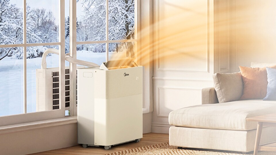 Klassisches Problem mit mobilen Klimaanlagen: Durch den Abluftschlauch muss leider das Fenster geöffnet bleiben, auch beim Heizen. Aber dafür gibt es auch Lösungen.